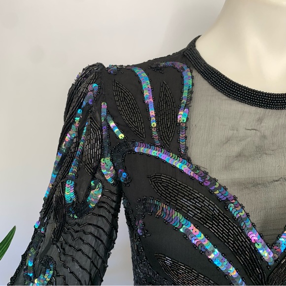 w o w :: Vintage Glamorous Fitted Sequin Beaded Gatsby Dress - Picture 15 of 16